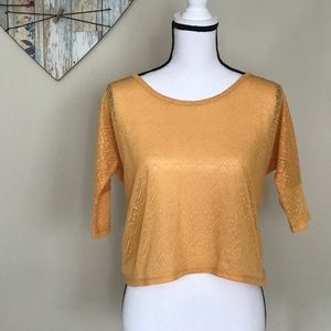 ❤️5/25 Mudd yellow crop top 3/4 sleeves - XS
